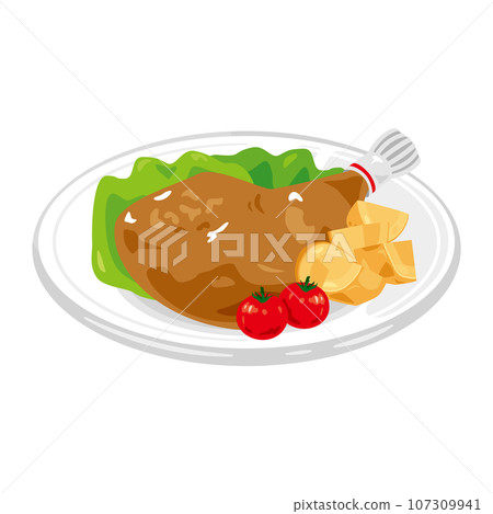 chicken leg on a plate chicken leg on a plate 107309941