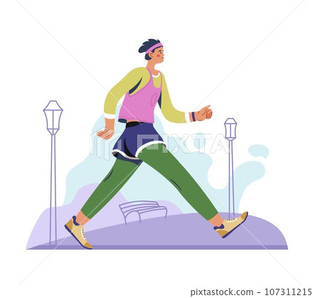 Man running and training, working out personage 107311215