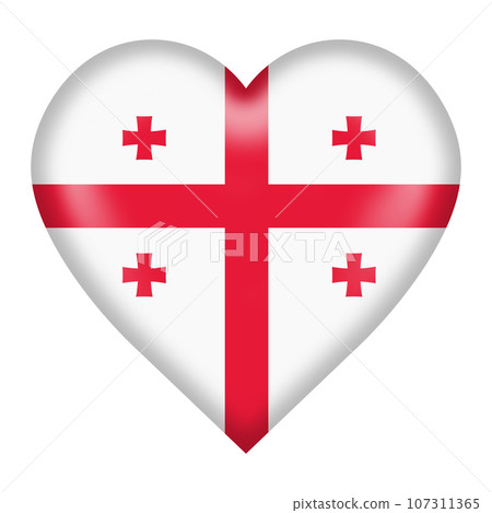 Georgia flag heart button isolated on white with clipping path 107311365