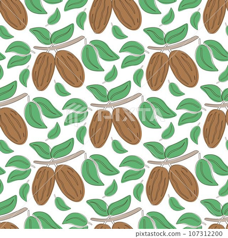 Cocoa and leaves seamless pattern 107312200