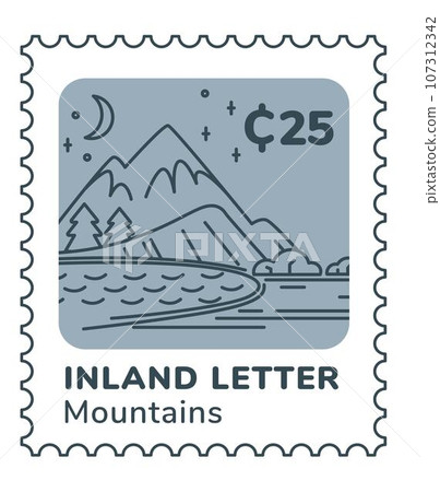 Inland letter postmark with landscape scenery 107312342