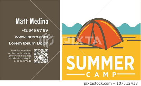 Summer camp, business or visiting card vector 107312418
