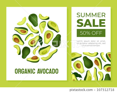 Avocado Banner and Poster Design with Green Fruit Vector Template Avocado Banner and Poster Design with Green Fruit Vector Template 107312718