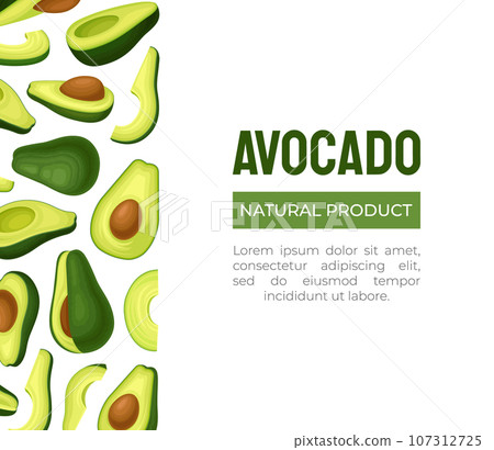 Avocado Banner and Poster Design with Green Fruit Vector Template Avocado Banner and Poster Design with Green Fruit Vector Template 107312725