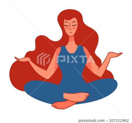 Meditating woman meditation and wellbeing calmness Meditating woman meditation and wellbeing calmness 107312962