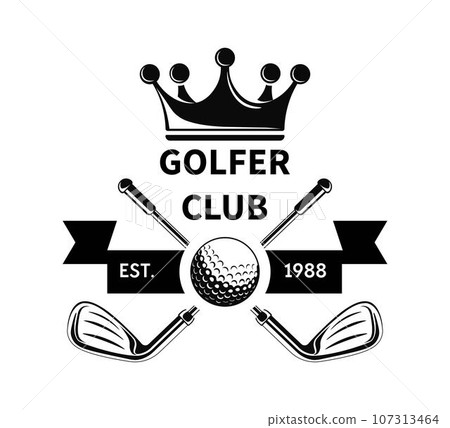 Golfer club logotype, golf game playing vector Golfer club logotype, golf game playing vector 107313464