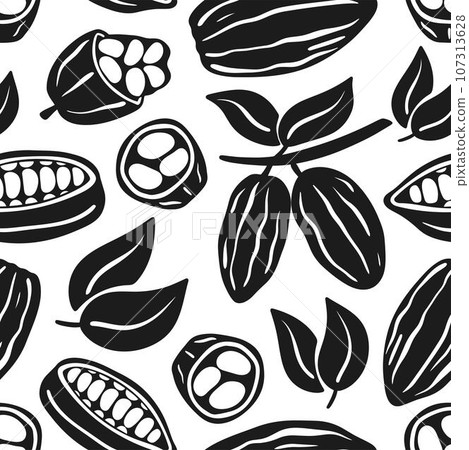 Cocoa ink hand drawn seamless pattern Cocoa ink hand drawn seamless pattern 107313628