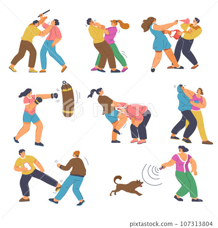 Defense and self help, classes and lessons vector Defense and self help, classes and lessons vector 107313804