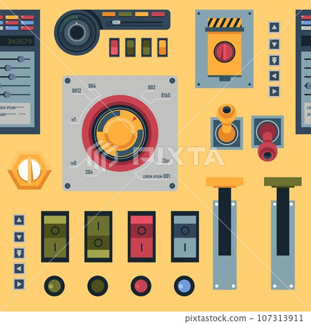 Panel with buttons and valves, control system Panel with buttons and valves, control system 107313911
