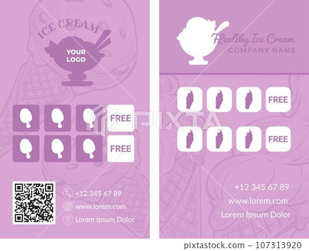 Ice cream loyalty card with discounts and sale 107313920