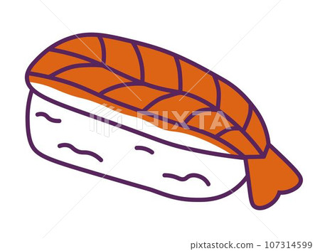 Sushi ebi made of rice and shrimp, Asian meal 107314599