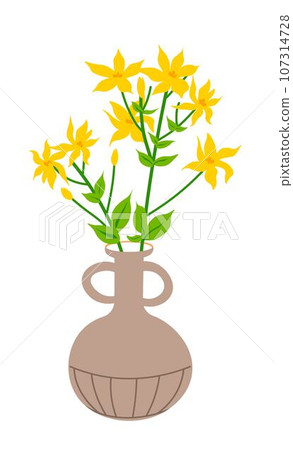 Blooming wildflower vegetation and plants in vase Blooming wildflower vegetation and plants in vase 107314728