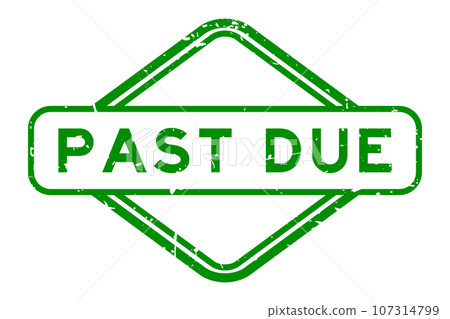 Grunge green past due word rubber seal stamp on white background 107314799