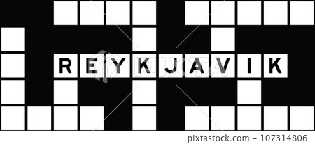 Alphabet letter in word reykjavik on crossword puzzle background 107314806