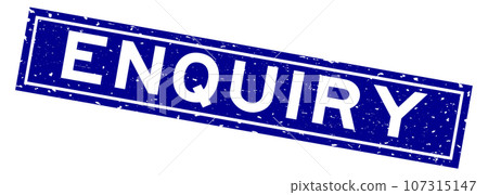 Grunge blue enquiry word square rubber seal stamp on white background 107315147