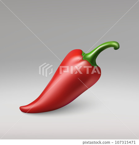 3d realistic Red hot natural chili pepper, isolated image 3d realistic Red hot natural chili pepper, isolated image 107315471