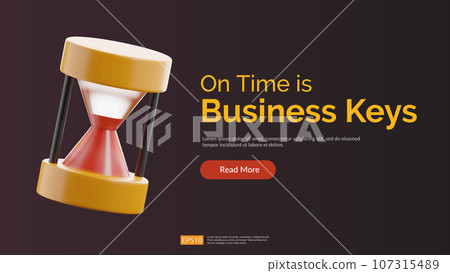timer hourglass 3D icon illustration. Banner Business Landing Page Vector illustration 107315489