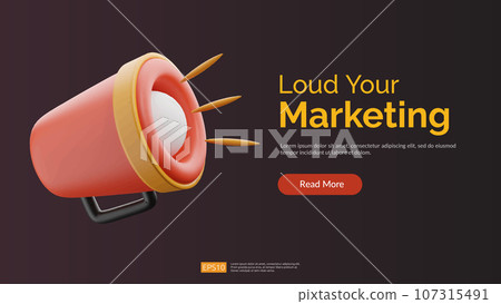 announce speaker megaphone 3D icon illustration. Banner Business Landing Page Vector illustration 107315491
