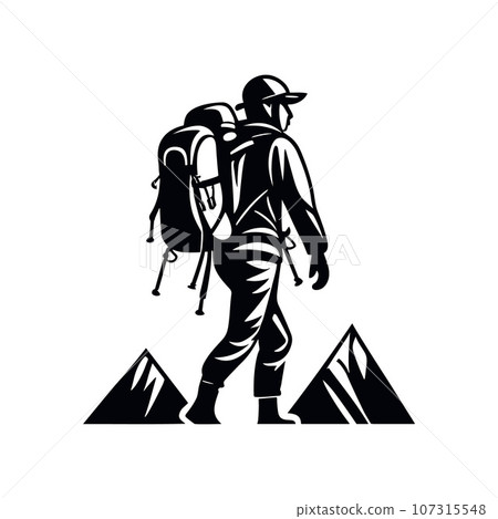 Hiking outdoor adventure logo, Vector template 107315548