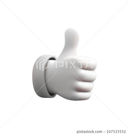 3D cartoon thumb up hand isolated. Like sign. 3D cartoon thumb up hand isolated. Like sign. 107315552