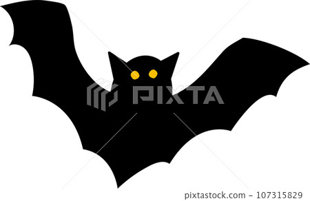 Fashionable and cute handwritten style Halloween vector illustration of a bat flying alone 107315829
