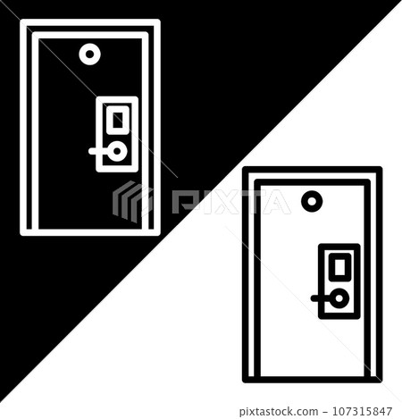 Door Vector icon, Outline style, isolated on Black and white Background. Door Vector icon, Outline style, isolated on Black and white Background. 107315847