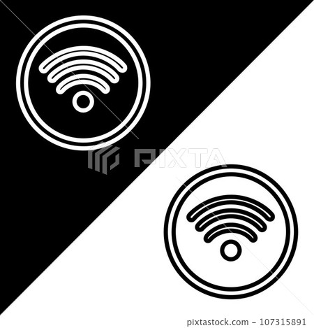 WiFi Vector Icon, Outline style, isolated on Black and white Background. 107315891