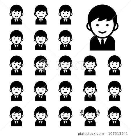 Men's facial expression icon set Men's facial expression icon set 107315941