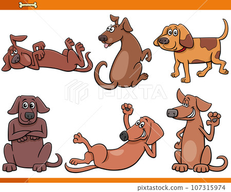 cartoon dogs and puppies comic animal characters set 107315974