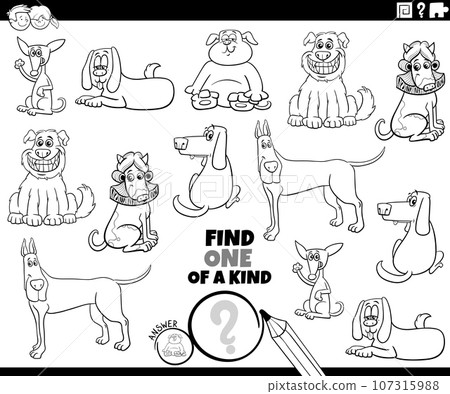 one of a kind game with cartoon dogs coloring page 107315988