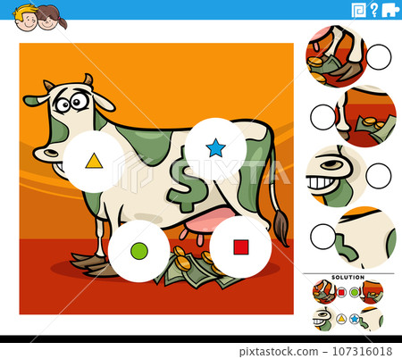 match pieces game with cartoon cash cow match pieces game with cartoon cash cow 107316018