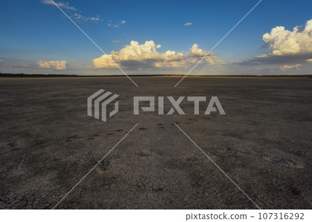 Broken dry soil in a Pampas lagoon, La Pampa province, Patagonia, Argentina. Broken dry soil in a Pampas lagoon, La Pampa province, Patagonia, Argentina. 107316292
