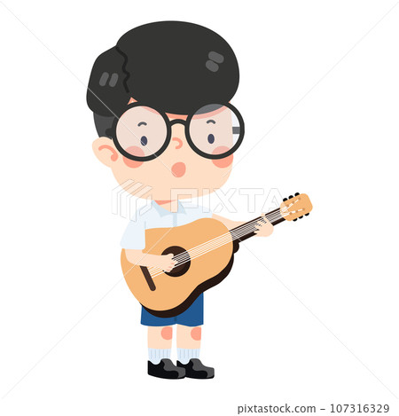 kid boy student playing guitar kid boy student playing guitar 107316329