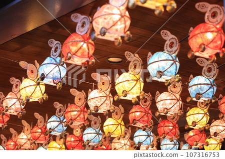 traditional rabbit shaped paper lantern in autumn festival market at Hong Kong traditional rabbit shaped paper lantern in autumn festival market at Hong Kong 107316753