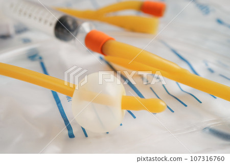 Foley catheter and urine drainage bag collect urine for disability or patient in hospital. 107316760