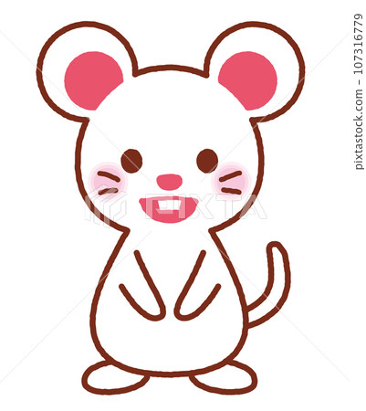 老鼠紅白相間的微笑 107316779