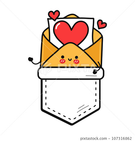 Cute funny letter heart sign in pocket t-shirt print. Vector cartoon doodle line style character logo illustration design. Isolated white background. Funny cartoon letter, print for pocket t shirt Cute funny letter heart sign in pocket t-shirt print. Vector cartoon doodle line style character logo illustration design. Isolated white background. Funny cartoon letter, print for pocket t shirt 107316862