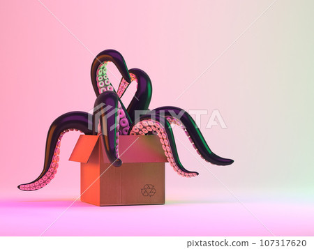 Black tentacles in a cardboard box. Black tentacles in a cardboard box. 107317620