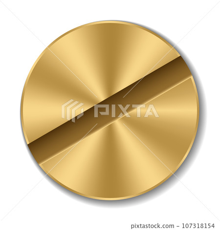 Golden screw head. Realistic metal screw. Top view head of screw. Vector illustration Golden screw head. Realistic metal screw. Top view head of screw. Vector illustration 107318154