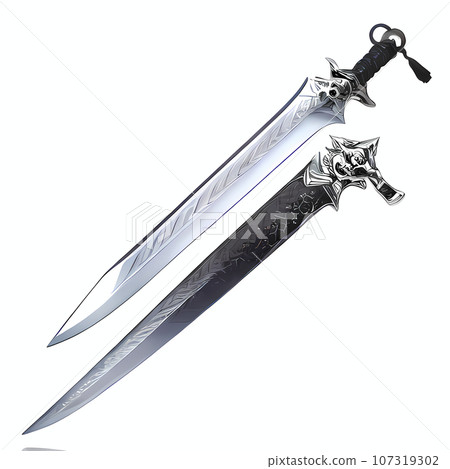 [AI illustration] Georgian dagger and sharp scabbard (white background) 107319302