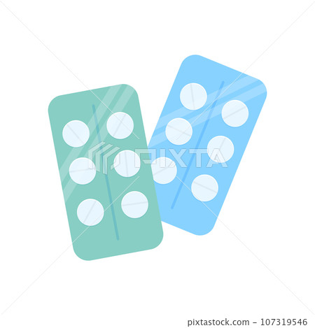 tablets pills in a blister, a medical preparation 107319546