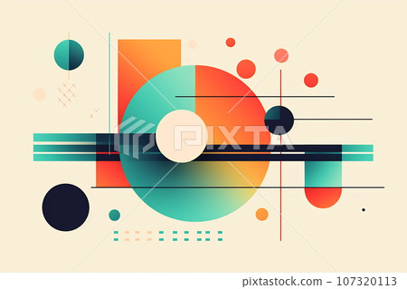 Various geometrical shapes, lines, gradients. Background in 60s, 70s, 80s style. Wallpaper or poster blank Various geometrical shapes, lines, gradients. Background in 60s, 70s, 80s style. Wallpaper or poster blank 107320113