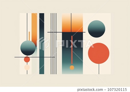 Various geometrical shapes, lines, gradients. Background in 60s, 70s, 80s style. Wallpaper or poster blank Various geometrical shapes, lines, gradients. Background in 60s, 70s, 80s style. Wallpaper or poster blank 107320115