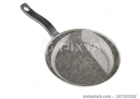 Frypan with Granite Inner Coating, 3D rendering Frypan with Granite Inner Coating, 3D rendering 107320182