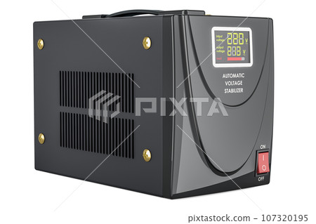 Automatic voltage stabilizer, voltage stabilizer. 3D rendering 107320195