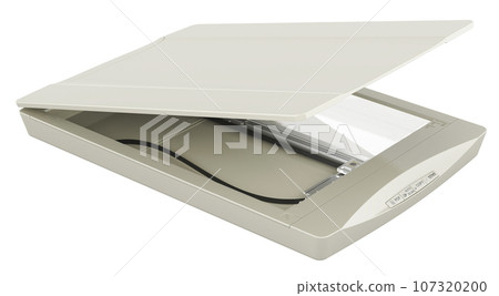 Flatbed scanner. Color Photo and Document Flatbed Scanner. 3D rendering 107320200