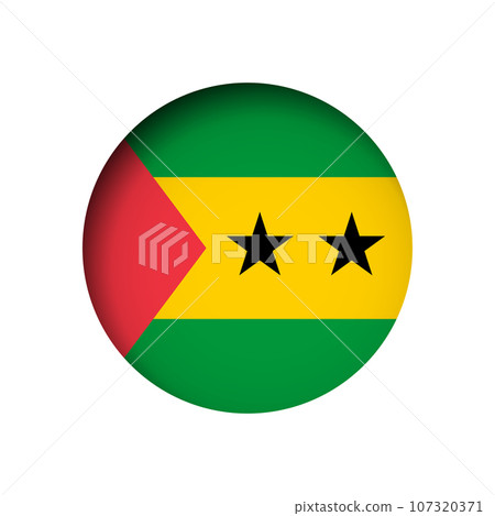 Sao Tome and Principe flag - behind the cut circle paper hole with inner shadow. Sao Tome and Principe flag - behind the cut circle paper hole with inner shadow. 107320371