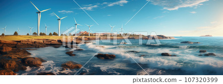 Offshore farm with wind turbines 107320399