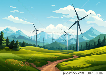 Wind turbines in the mountains Wind turbines in the mountains 107320402