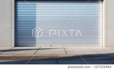 Closed gray roller shutters Closed gray roller shutters 107320464